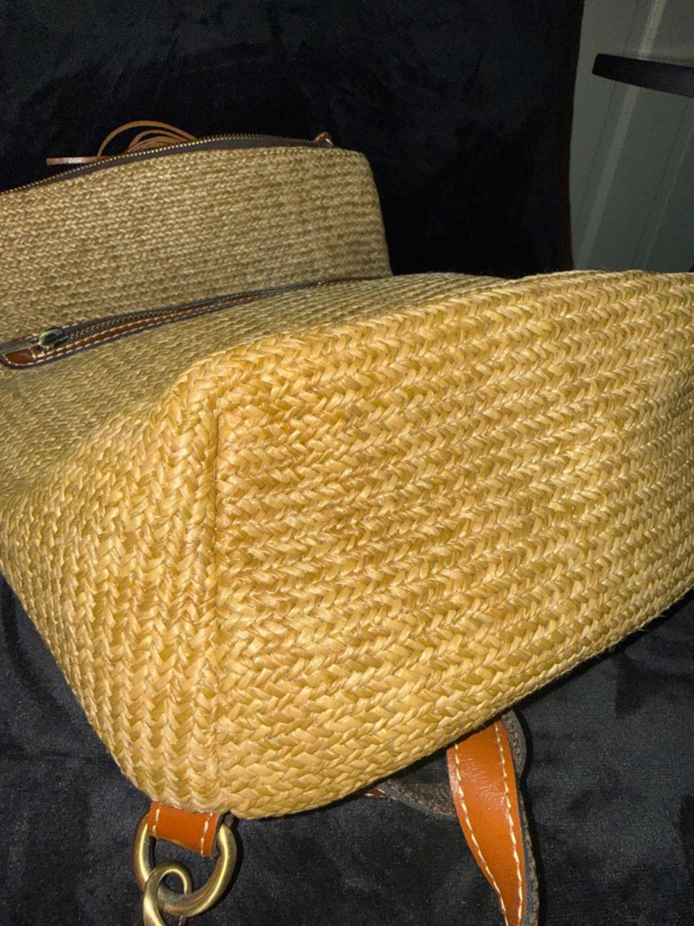 Patricia Nash Woven Straw Converter Backpack to Crossbody Bag Leather Trim - Picture 10 of 15